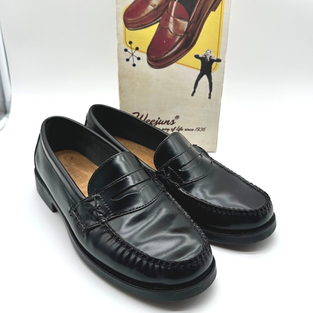 Vintage 90s GH Bass Weejuns Katherine II Black Leather Penny Loafers 8.5 W NIB